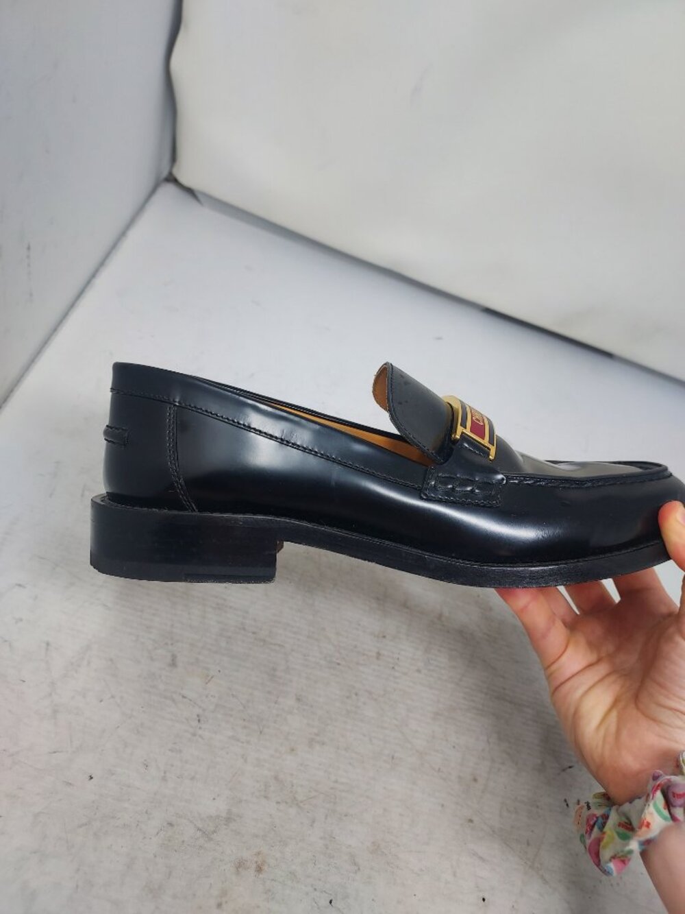 Dior WOMEN Black Code Logo Plaque Penny Lug Loafer - Picture 9 of 11